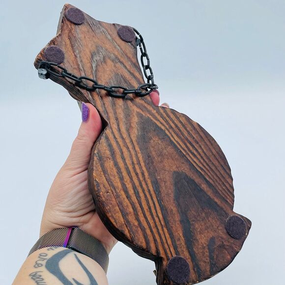 Vintage Wood Folk Art Wall Hanging Mini Kettle Bell Key Hooks Hand Painted Swiss - Picture 4 of 7